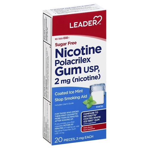 Leader Leader Nicotine Gum  2 Mg  Sugar Free  Mint 20Ct Vitamins & Supplements White Smoke