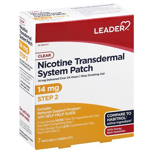 Leader Leader Nicotine Transdermal System Patch 14Mg/24Hr 7Ct Gun Cleaning Patches White Smoke