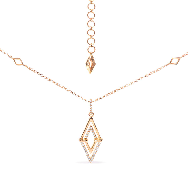 Bids.com 14K Yellow Gold 1/4 Cttw Diamond Double Triangle Geometric 18" Pendant Necklace (G-H Color, SI1-SI2 Clarity) Necklaces White Smoke Yellow.Gold / 18