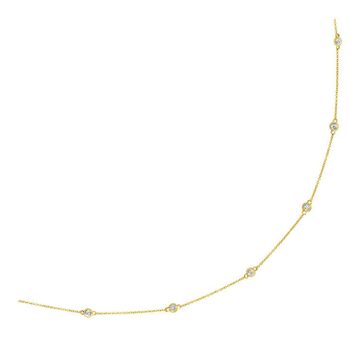 Bids.com 14k Yellow Gold Station Necklace with Round Diamonds Necklaces White Smoke 18 / Yellow Gold