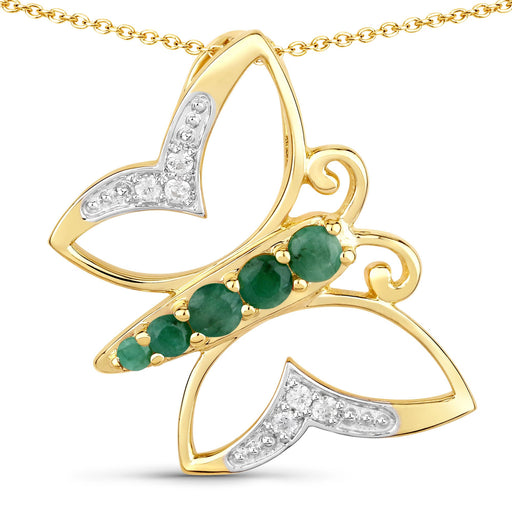Bids.com 0.51 Carat Genuine Emerald and White Zircon .925 Sterling Silver Necklace Necklaces White Smoke