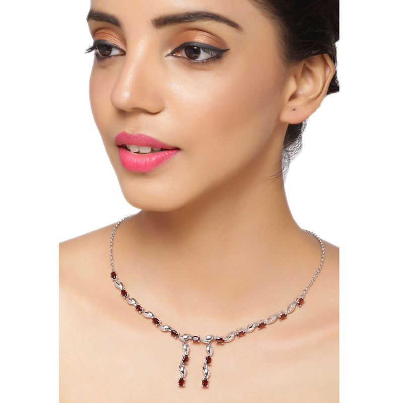 Bids.com 7.65 Carat Genuine Garnet .925 Sterling Silver Necklace Necklaces White Smoke