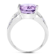 Bids.com 4.07 Carat Genuine Amethyst & Tanzanite .925 Sterling Silver Ring Rings White Smoke size 6.00,size 8.00,size 7.00,size 9.00,size 5.00,size 10.00