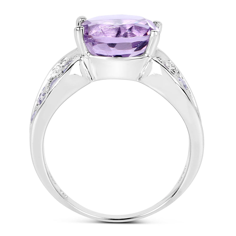 Bids.com 4.07 Carat Genuine Amethyst & Tanzanite .925 Sterling Silver Ring Rings White Smoke size 6.00,size 8.00,size 7.00,size 9.00,size 5.00,size 10.00