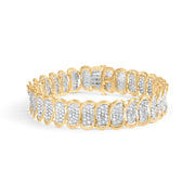 Bids.com 10k Yellow Gold 5.00 Cttw Diamond Oval Banded Link Bracelet (I-J Color, I1-I2 Clarity) - 7" Inches Bracelets White Smoke Yellow.Gold / 7