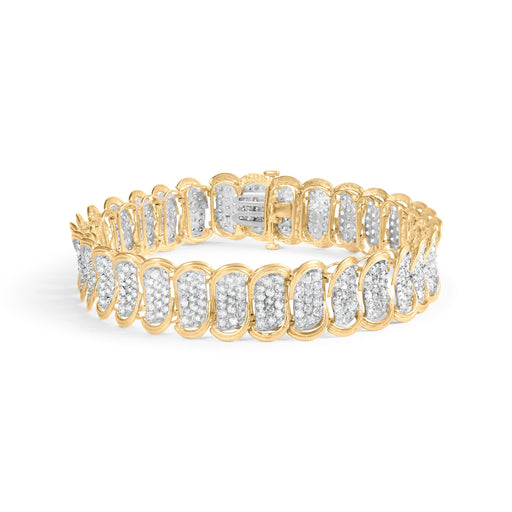 Bids.com 10k Yellow Gold 5.00 Cttw Diamond Oval Banded Link Bracelet (I-J Color, I1-I2 Clarity) - 7" Inches Bracelets White Smoke Yellow.Gold / 7