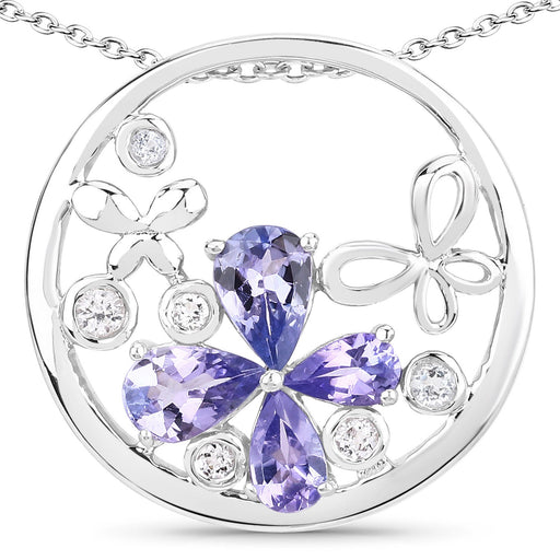 Bids.com 1.33 Carat Genuine Tanzanite and White Topaz .925 Sterling Silver Pendant Pendants White Smoke One,size 18.00