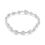 Bids.com 14K White Gold 1 1/5 Cttw Round Diamond Flower Blossom Link Bracelet (H-I Color, SI1-SI2 Clarity) - Size 7" Bracelets White Smoke Yellow.Gold / 7,White.Gold / 7