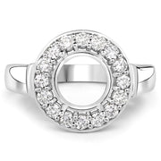 Bids.com 0.48 Carat Genuine White Diamond 14K White Gold Semi Mount Ring - holds 8.00mm Round Gemstone Rings White Smoke size 7.00,size 6.00,size 8.00