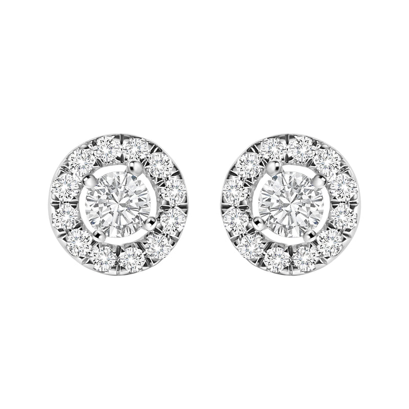 Bids.com 14K White Gold 3/4 Cttw Lab-Grown Diamond Floating Halo Stud Earring (F-G Color, VS1-VS2 Clarity) Earrings White Smoke White.Gold / 0.75
