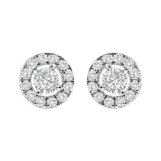 Bids.com 14K White Gold 3/4 Cttw Lab-Grown Diamond Floating Halo Stud Earring (F-G Color, VS1-VS2 Clarity) Earrings White Smoke White.Gold / 0.75