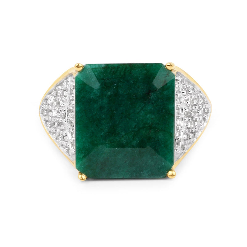 Bids.com 8.70 Carat Dyed Emerald and White Topaz .925 Sterling Silver Ring Rings Dark Slate Gray size 8.00,size 5.00,size 6.00,size 7.00,size 9.00,size 10.00