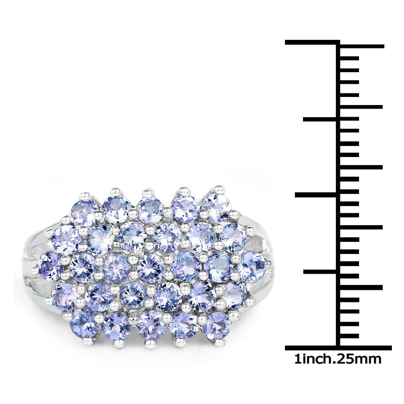Bids.com 2.03 Carat Genuine Tanzanite .925 Sterling Silver Ring Rings White Smoke size 8.00,size 6.00,size 7.00,size 9.00,size 5.00,size 10.00