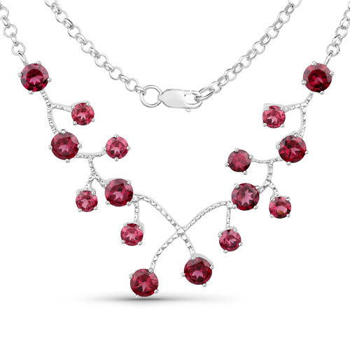 Bids.com 6.00 Carat Genuine Rhodolite Garnet .925 Sterling Silver Necklace Necklaces White Smoke size 18.00
