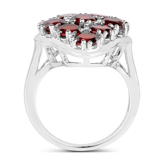 Bids.com 5.22 Carat Genuine  Garnet .925 Sterling Silver Ring Rings White Smoke size 6.00,size 7.00,size 8.00,size 5.00,size 9.00