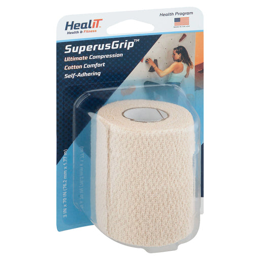 Healit Healit SuperusGrip Ultimate Self-Adhering Compression Wrap, 100% Cotton, Beige, 3" x 70" Medical Tape & Bandages Gray