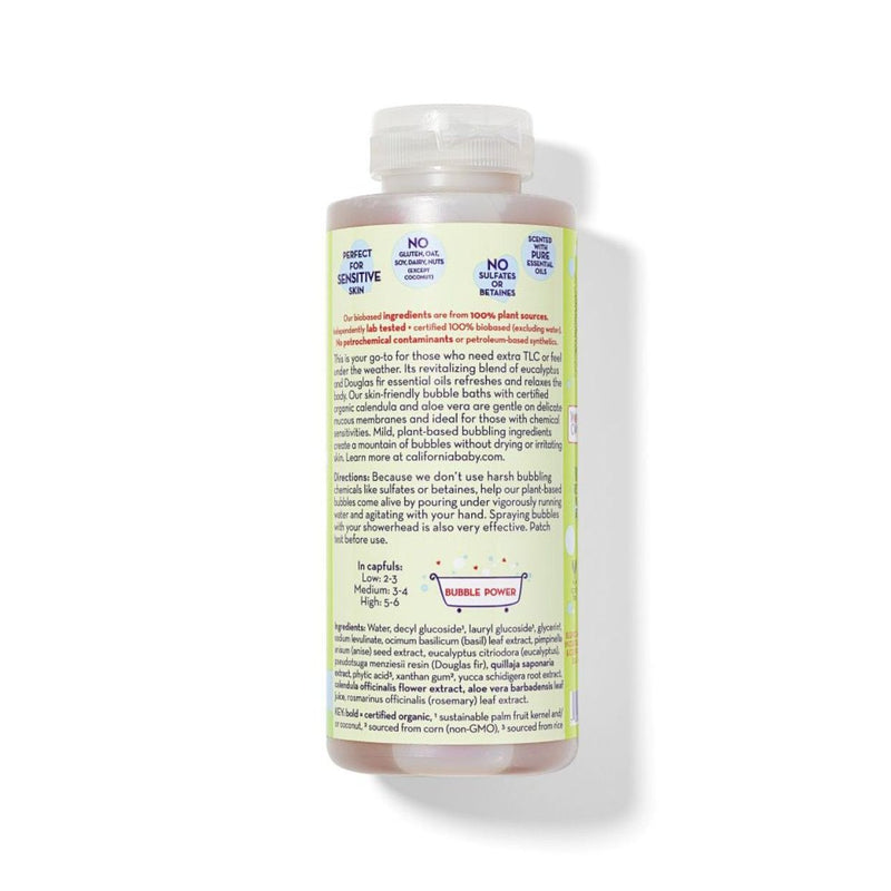 California Baby Eucalyptus Ease™ Bubble Bath Bubble Bath Gray 13oz/384mL,64oz/half gallon,2oz/59mL