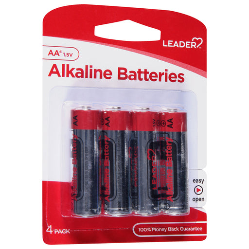 Leader Health Care Leader AA Alkaline Batteries, 1.5V Long-Lasting Power, 4 Count Pack Batteries Lavender