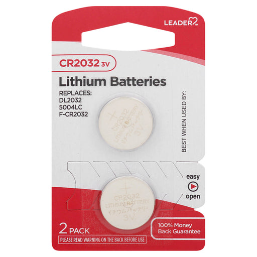 0 Leader, Batteries, Lithium, CR2032, 3 Volt, 2 Pack Batteries Light Gray