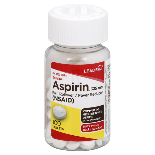 Leader Leader Aspirin, Genuine, 325 Mg Tablets Medicine & Drugs Lavender