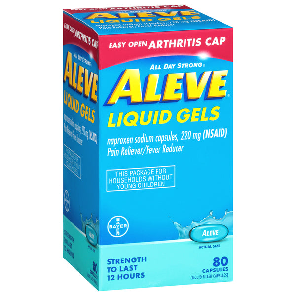 Aleve Aleve Pain Reliever & Fever Reducer, 220mg Liquid Gels, 80 Count with Easy Open Arthritis Cap Medicine & Drugs Deep Sky Blue