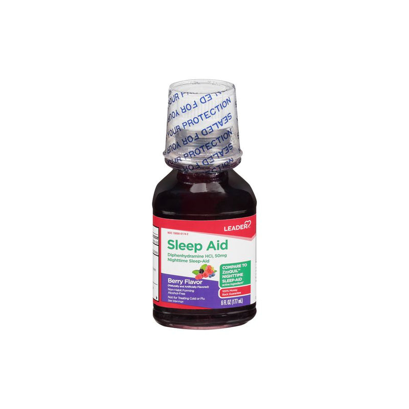 Leader Leader Nighttime Sleep Aid 50Mg Liquid Berry Flavor, 6 Oz Sleeping Aids White Smoke