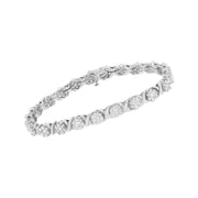 Bids.com 14K White Gold 4 7/8 Cttw Round Brilliant-Cut Diamond Round Cluster & X-Link 7" Tennis Bracelet (I-J Color, SI2-I1 Clarity) Bracelets White Smoke White.Gold / 7.25