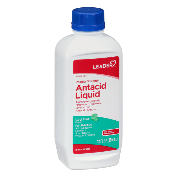 Leader Leader, Antacid Liquid, Regular Strength, Cool Mint Flavor, 12 Oz Medicine Cabinets White Smoke