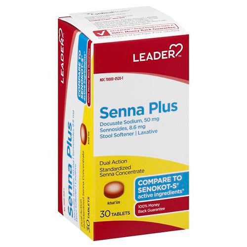 0 Leader(Tm)Senna Plus Stool Softener Plus Laxative  Tablets 30Ct Medicine & Drugs Lavender