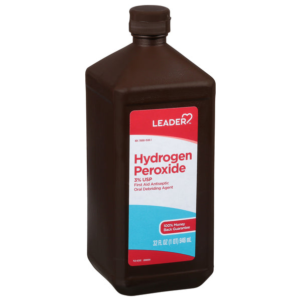 Leader Leader Hydrogen Peroxide, 3% USP, 32 Fl Oz First Aid White Smoke