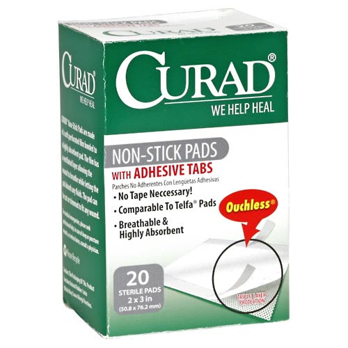 Curad Curad Small Non-Stick Pads With Adhesive Tabs, 2 X 3 Inches First Aid White Smoke