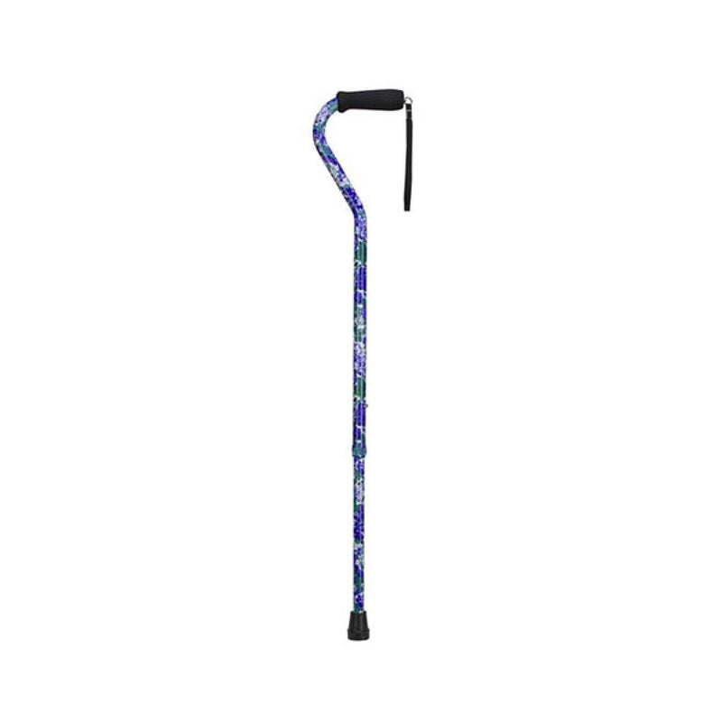 Duro-Med Industries Duro-Med Industries Lightweight Adjustable Designer Cane Flowers White Smoke