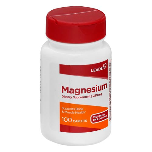 Leader Leader  Magnesium 250 Mg  Caplets 100 Ct Vitamins & Supplements Light Gray