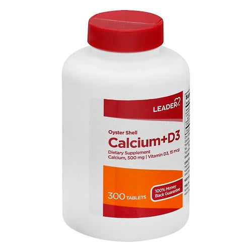 Leader Leader Oyster Shell Calcium Plus D3 Dietary Supplement Tablets Vitamins & Supplements Light Gray
