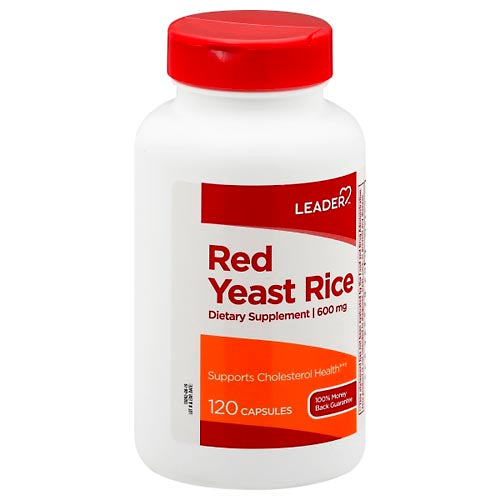 0 Leader Red Yeast Rice, 600 Mg, Capsules 120Ct Vitamins & Supplements White Smoke