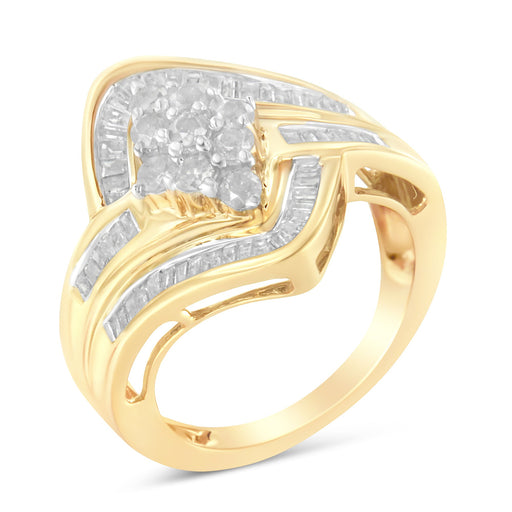 Bids.com 10K Yellow Gold Diamond Bypass Cluster Ring (1 Cttw, I-J Color, I2-I3 Clarity) - Size 7 Rings White Smoke 6 / Yellow.Gold,6.5 / Yellow.Gold,7.5 / Yellow.Gold,8 / Yellow.Gold,7 / Yellow.Gold