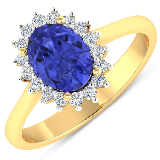 Bids.com 1.92 Carat Genuine Tanzanite and White Diamond 14K Yellow Gold Ring Rings White Smoke size 6.00,size 7.00,size 8.00
