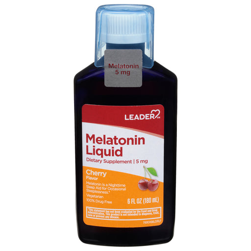 0 Leader, Melatonin Liquid, 5 Mg, Cherry Flavor, 6 Fl Oz Vitamins & Supplements White Smoke