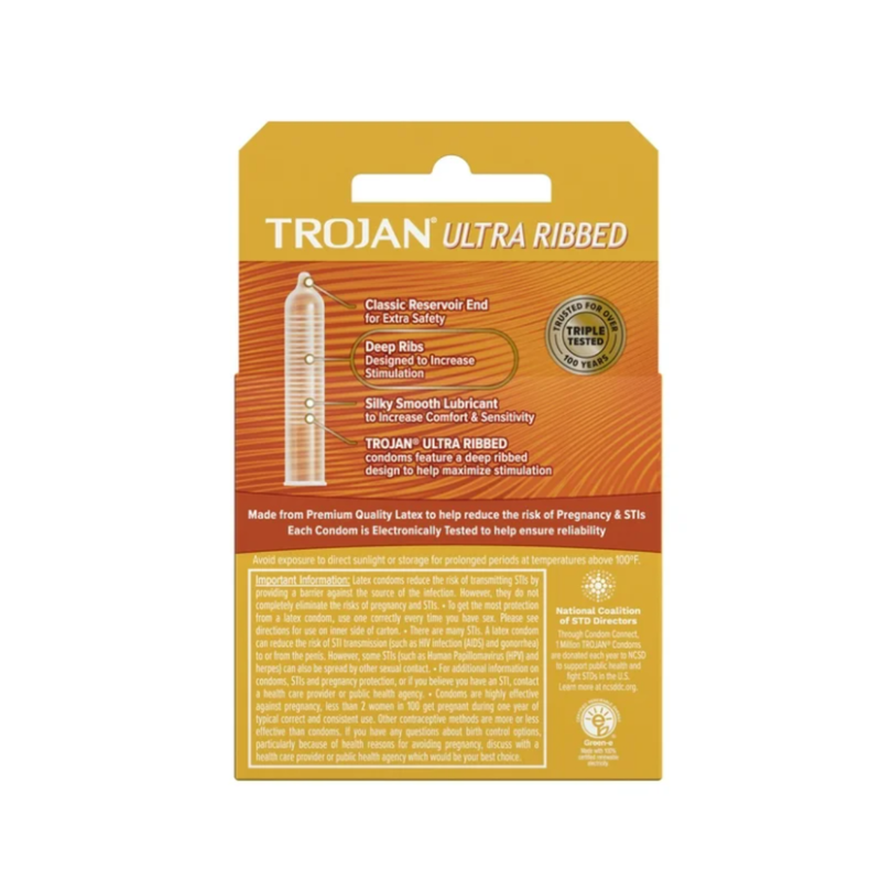 Trojan Trojan Stimulations Ultra Ribbed Lubricated Latex Condoms 3ct Condoms Dark Khaki