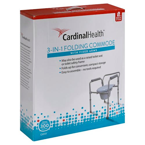 0 Cardinal Health, Commode, 3-in-1, With Fixed Arms, Folding, Gray Bathroom Accessories Gray