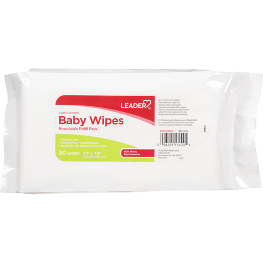 Leader Leader Baby Wipes, Lightly Scented, Resealable, Refill Pack, 80ea Baby Wipes Lavender