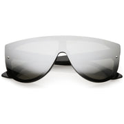 zeroUV Retro Modern Flat Top Mirror Lens Shield Aviator Sunglasses 9798 Sunglasses Lavender Black Silver