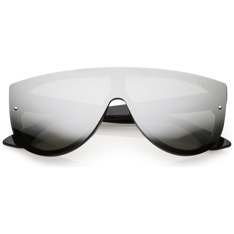 zeroUV Retro Modern Flat Top Mirror Lens Shield Aviator Sunglasses 9798 Sunglasses Lavender Black Silver