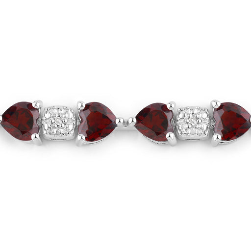 Bids.com 11.10 Carat Genuine Garnet and White Diamond .925 Sterling Silver Bracelet Bracelets White Smoke size 7.25