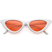 zeroUV Women's Retro Side Angle Cat Eye Color Lens Sunglasses C510 Sunglasses White Smoke White Red