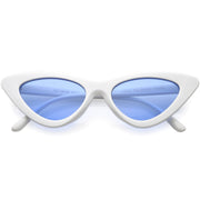zeroUV Women's Retro Side Angle Cat Eye Color Lens Sunglasses C510 Sunglasses White Smoke White Blue