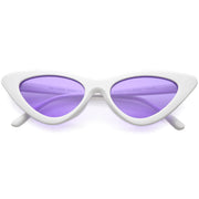 zeroUV Women's Retro Side Angle Cat Eye Color Lens Sunglasses C510 Sunglasses White Smoke White Purple