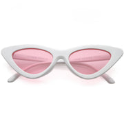 zeroUV Women's Retro Side Angle Cat Eye Color Lens Sunglasses C510 Sunglasses White Smoke White Pink