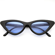 zeroUV Women's Retro Flat Angle Colored Lens Black Frame Sunglasses C511 Sunglasses White Smoke Black Blue