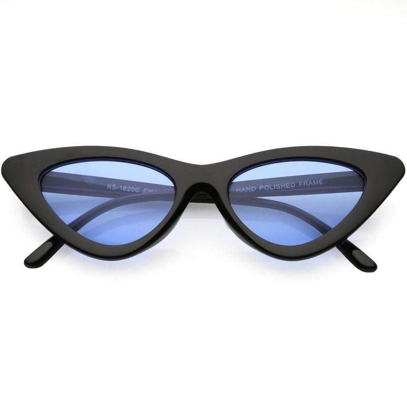 zeroUV Women's Retro Flat Angle Colored Lens Black Frame Sunglasses C511 Sunglasses White Smoke Black Blue